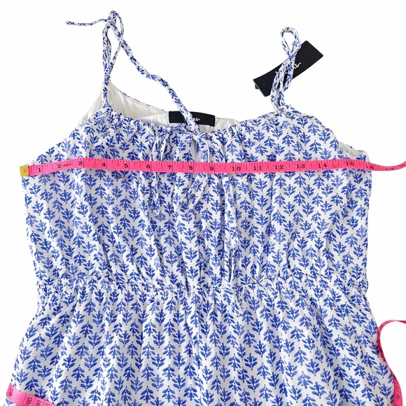 Lulus Grecian Getaway Blue And White Print Mini Dress - Size L - Picture 5 of 7